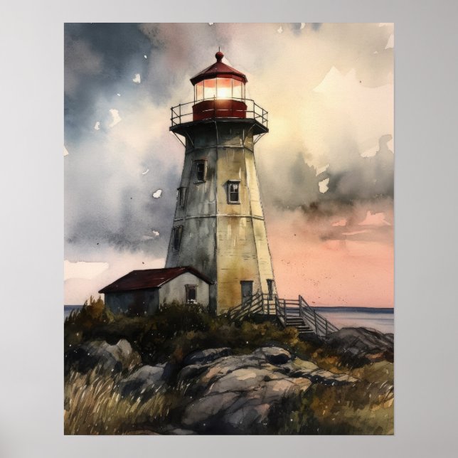 Lighthouse Coastal Art Print Poster (Vorne)