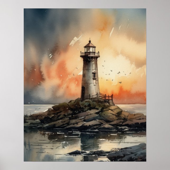 Lighthouse Coastal Art Print Poster (Vorne)