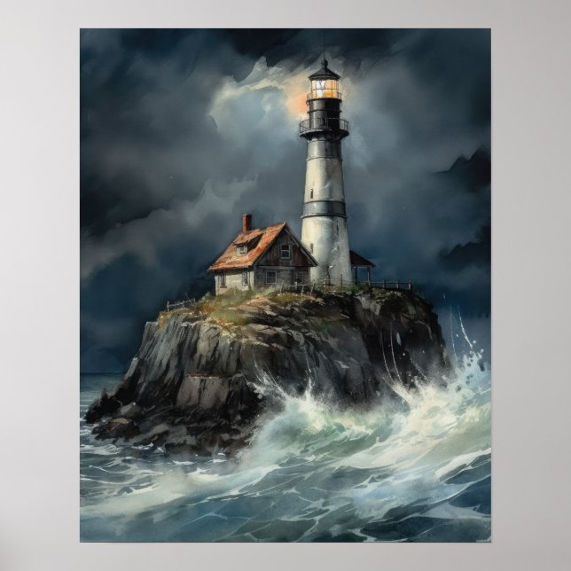 Lighthouse Coastal Art Print Poster (Vorne)
