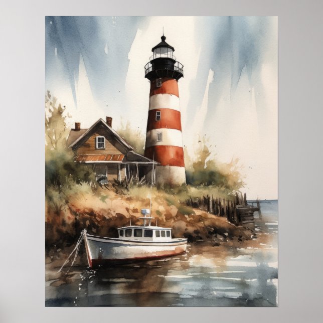 Lighthouse Coastal Art Print Poster (Vorne)