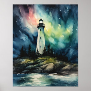 Lighthouse Coastal Art Print Poster