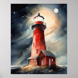 Lighthouse Coastal Art Print Poster