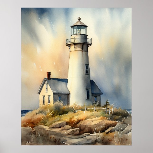 Lighthouse Coastal Art Print Poster (Vorne)