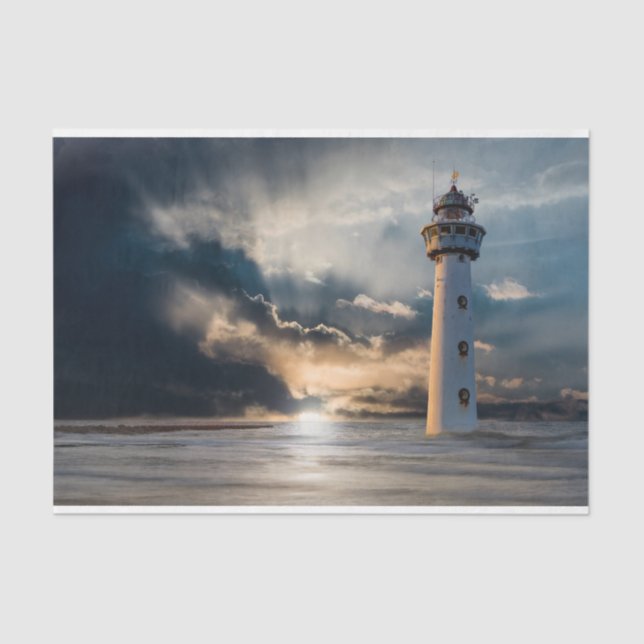Lighthouse Daybreak Ocean Decoupage Tissue Paper Seidenpapier (Vorderseite)