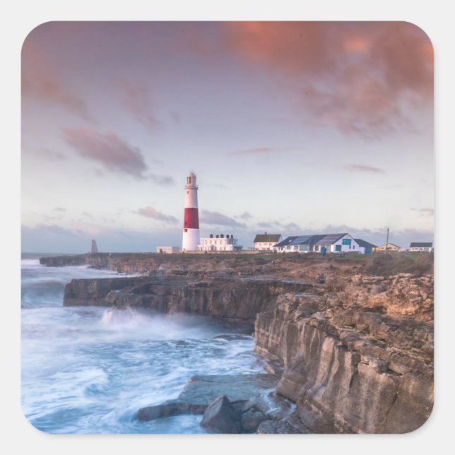 Lighthouse England Quadratischer Aufkleber (Vorderseite)