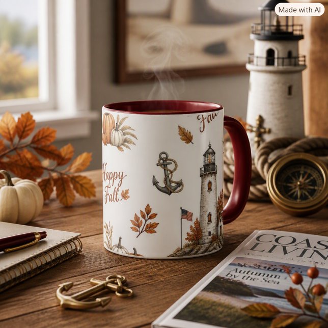 Lighthouse-Herbstsaison-Nautik-Küste  Tasse (Von Creator hochgeladen)