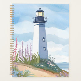 Lighthouse in Bloom | Coastal Watercolor Floral Planer