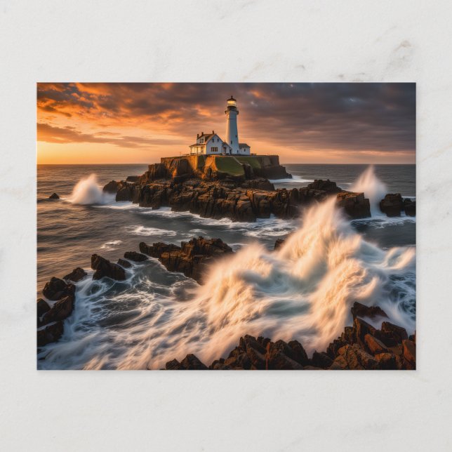 Lighthouse in Rough Seas Postkarte (Vorderseite)