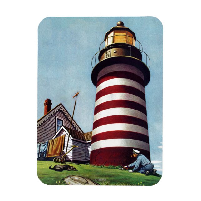 Lighthouse Keeper von Stevan Dohanos Magnet (Vertikal)