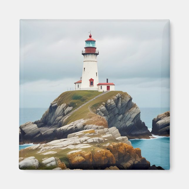 Lighthouse Landschaft Küste Meer Ruhe Landschaft Magnet (Vorne)