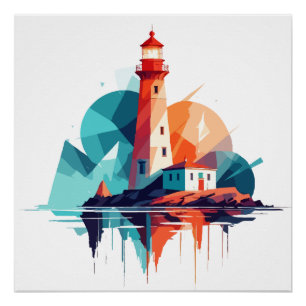 Lighthouse Landschaft Stille Stille Natur Außenber Poster