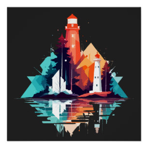 Lighthouse Landschaft Stille Stille Natur Außenber Poster