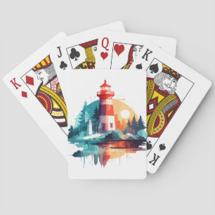 Lighthouse Landschaft Stille Stille Natur Außenber Spielkarten