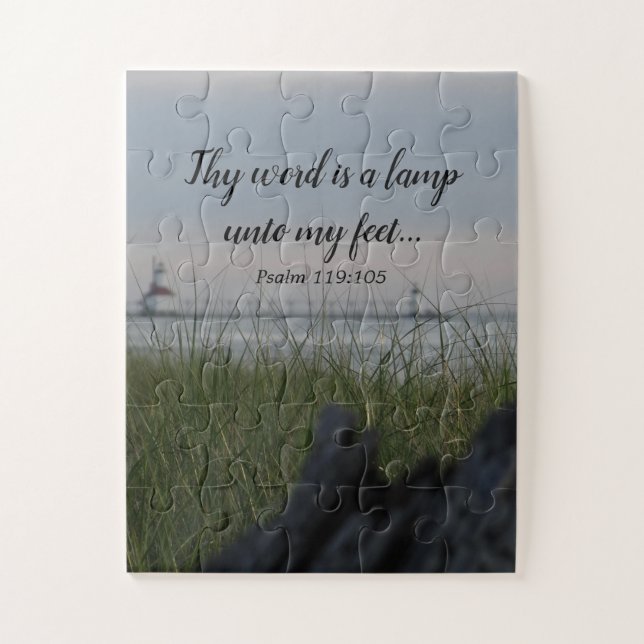 Lighthouse Michigan Lake Bible Quote Puzzle (Vertikal)