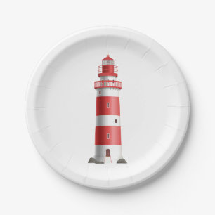 Lighthouse Nautical Wedge Beach Summer Ocean Pappteller