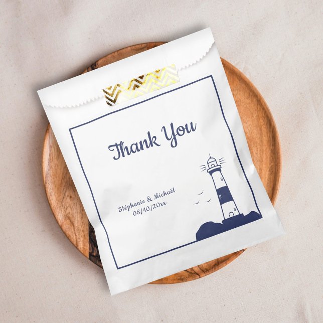 Lighthouse Navy Blue Wedding Vielen Dank Geschenktütchen (Lighthouse Navy Blue Wedding Thank You Favor Bag)