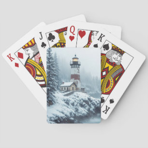 Lighthouse Ocean Nature Marine Coastline Snow Spielkarten