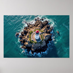 Lighthouse Ocean Nature Marine Coastline Wave Poster