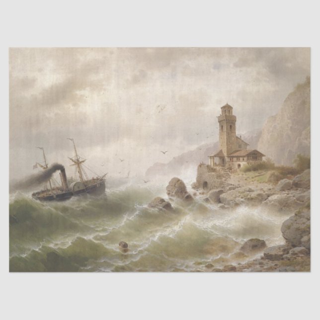 Lighthouse Ocean Ship Sea Beacon Tissue Paper Seidenpapier (Vorderseite)