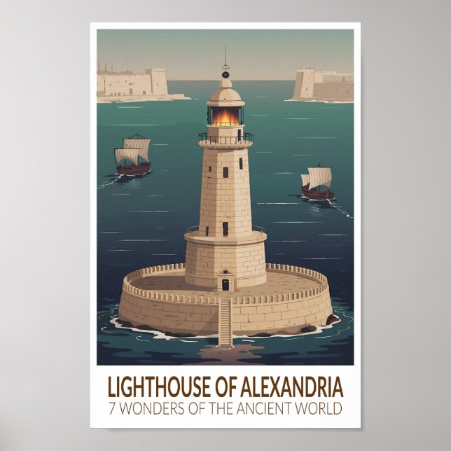 Lighthouse of Alexandria 7 Wonders of the World Poster (Vorne)