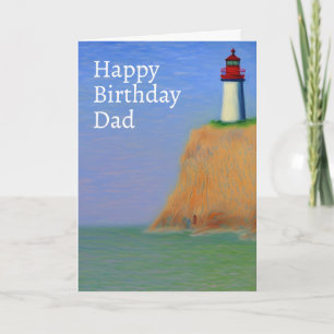 Lighthouse Oil Painting Happy Birthday Vater Card Karte