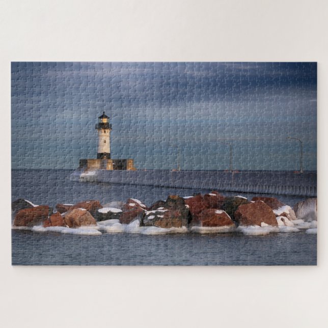 Lighthouse on a Frosty Morning Duluth Minnesota  Puzzle (Horizontal)