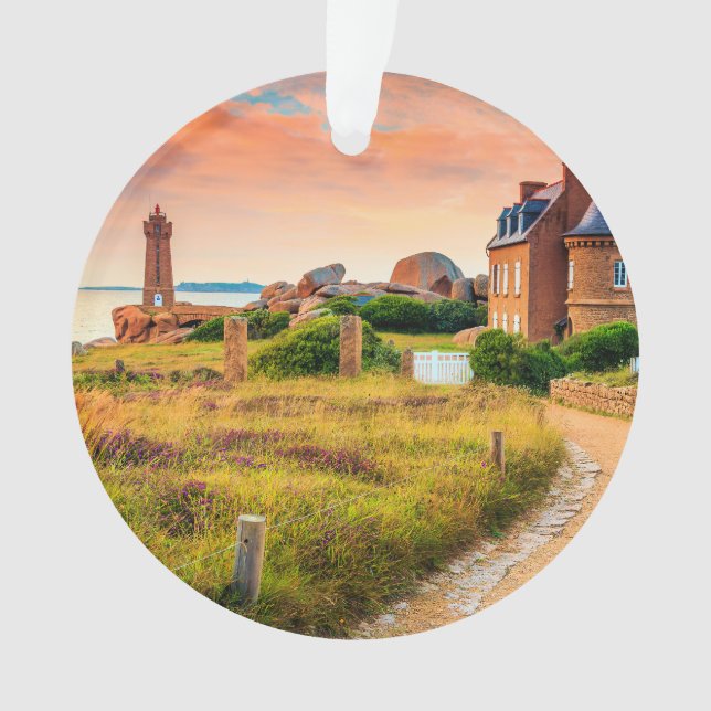 Lighthouse Ploumanach, Frankreich Ornament (Vorderseite)