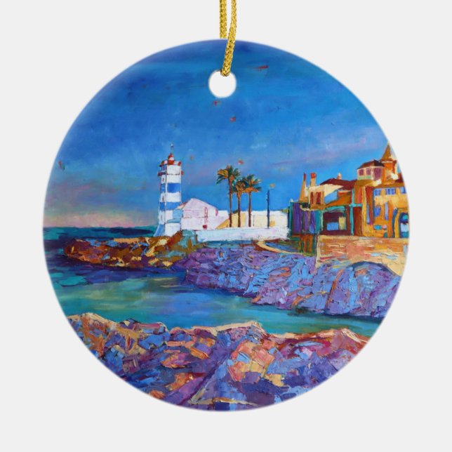 Lighthouse Portugal Cascais Keramik Ornament (Vorne)