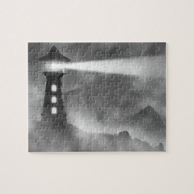 LIGHTHOUSE PUZZLE IN SCHWARZ N WEISS (Horizontal)