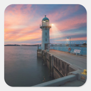 Lighthouse Raffles   Jachthafen, Singapur Quadratischer Aufkleber