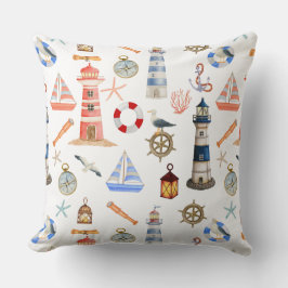 Lighthouse Sailboat Ocean Adventure Kissen
