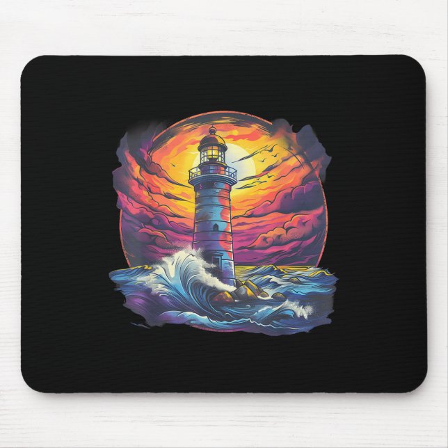 Lighthouse Sailing Sea Beach Boating Seaside House Mousepad (Vorne)