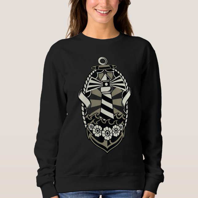 Lighthouse Sailor Sea Anchor Ocean Side Lighthouse Sweatshirt (Vorderseite)