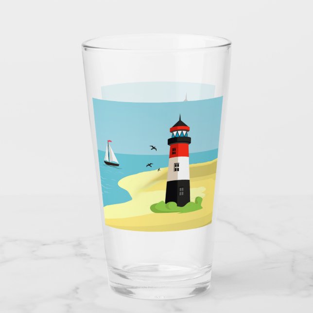 Lighthouse Scene Design Glass Tumbler (Vorderseite)