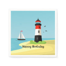Lighthouse Scene Design Paper Napkin
