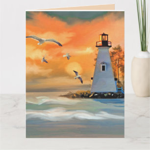 LIGHTHOUSE SEASIDE ART BIRTHDAY Grußkarte Karte