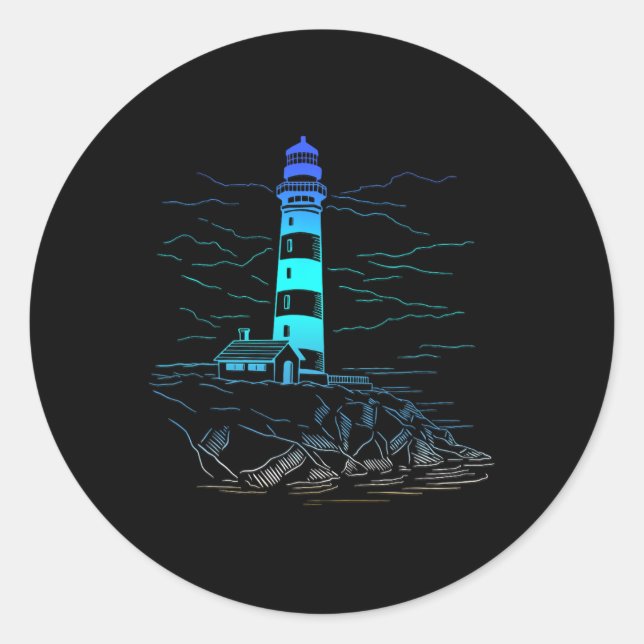 Lighthouse Seaside House Sailing Sea Beach Life Bo Runder Aufkleber (Vorderseite)