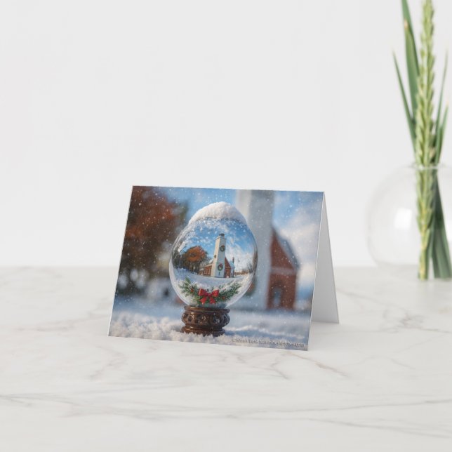 Lighthouse Snowglobe Christmas Holiday Card Dankeskarte (Vorderseite)