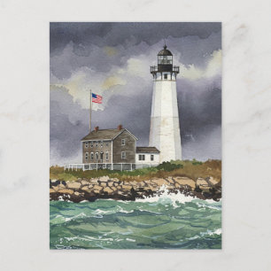 Lighthouse Storm Ocean Watercolor Postcard Postkarte