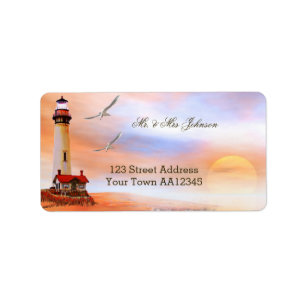 Lighthouse Sunset Address Label Adressaufkleber