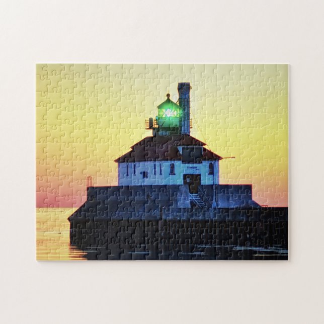 Lighthouse Sunset Duluth Minnesota Puzzle (Horizontal)
