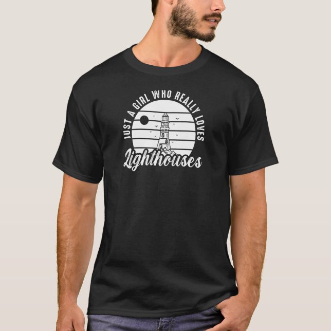 Lighthouse Tower Beach Ocean Quotes Lamp Light   T-Shirt (Vorderseite)