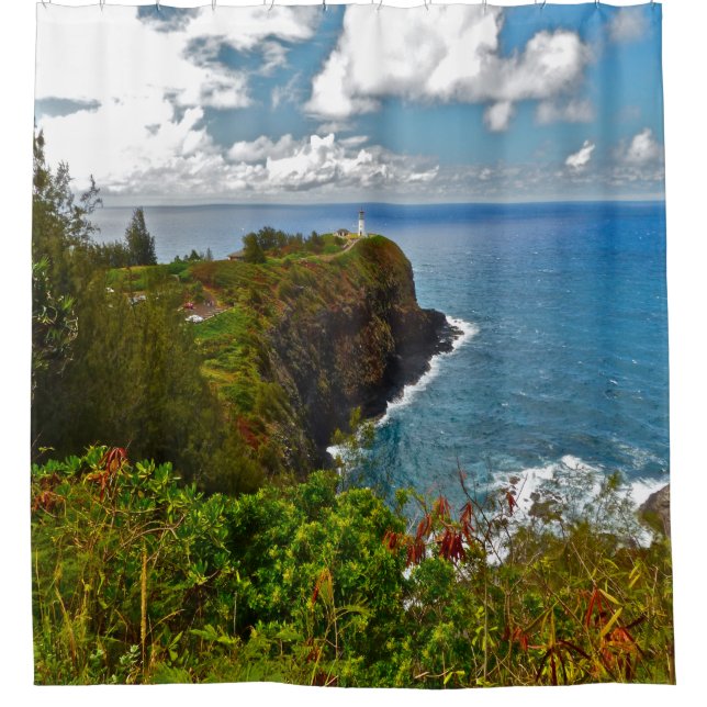 LIGHTHOUSE UND SPARKLASSE KERULEAN OZEAN DUSCHVORHANG (Vorderseite)