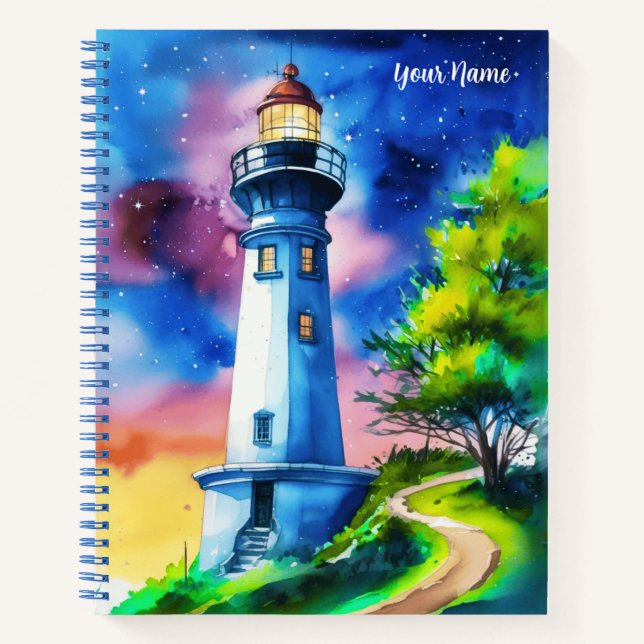 Lighthouse Under a Starry Sky Journal Notizbuch (Vorderseite)