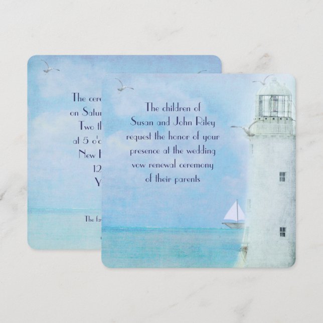 Lighthouse Vow Renewal Einladung (Vorne/Hinten)