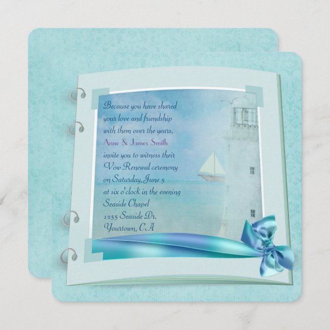 Lighthouse Vow Renewal Wedding Book Einladung (Vorne/Hinten)