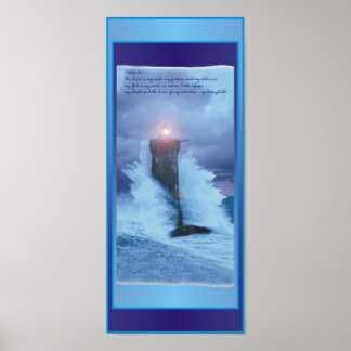 'Lighthouse Waves' Psalms 16" X 7" Poster