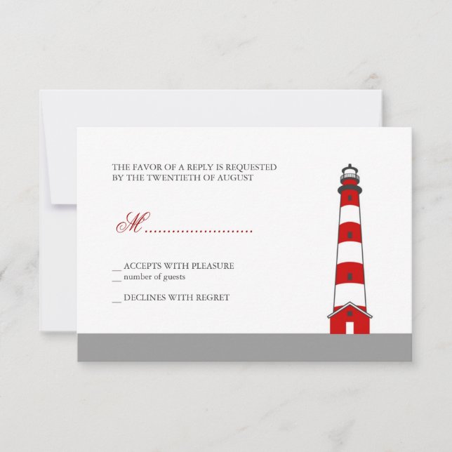 Lighthouse Wedding RSVP Card Karte (Vorderseite)