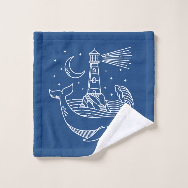 Lighthouse Whale Badhandtuch Set (Waschlappen)