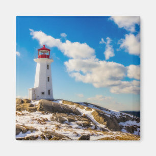 Lighthouse Winter In Peggy's Cove, Nova Scotia Magnet